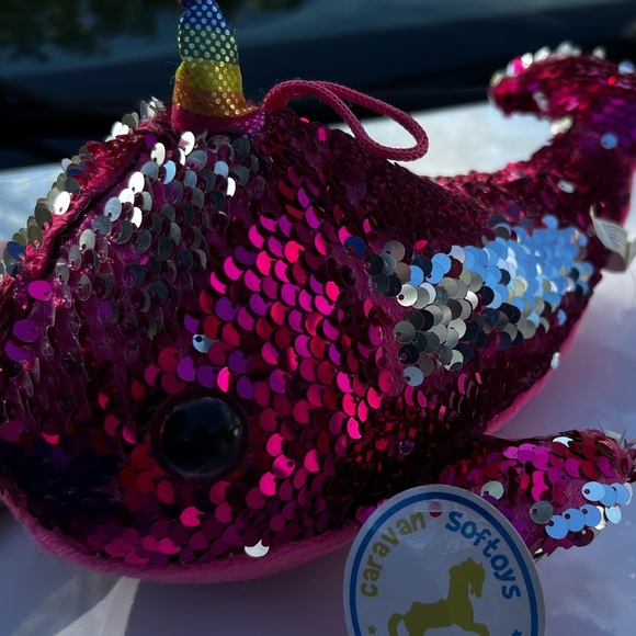 Pink Sequin Narwhal Plush - Picture 1 of 4